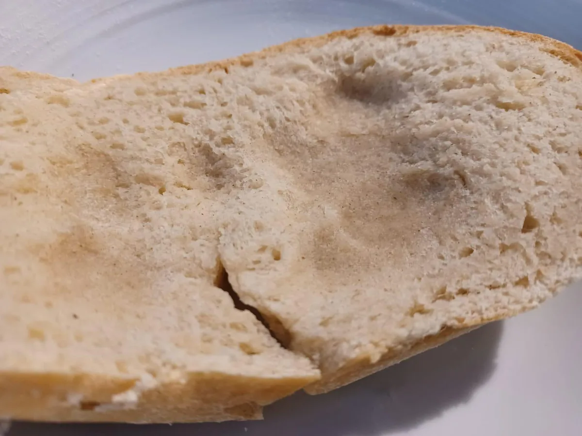 dense collapsed white bread loaf