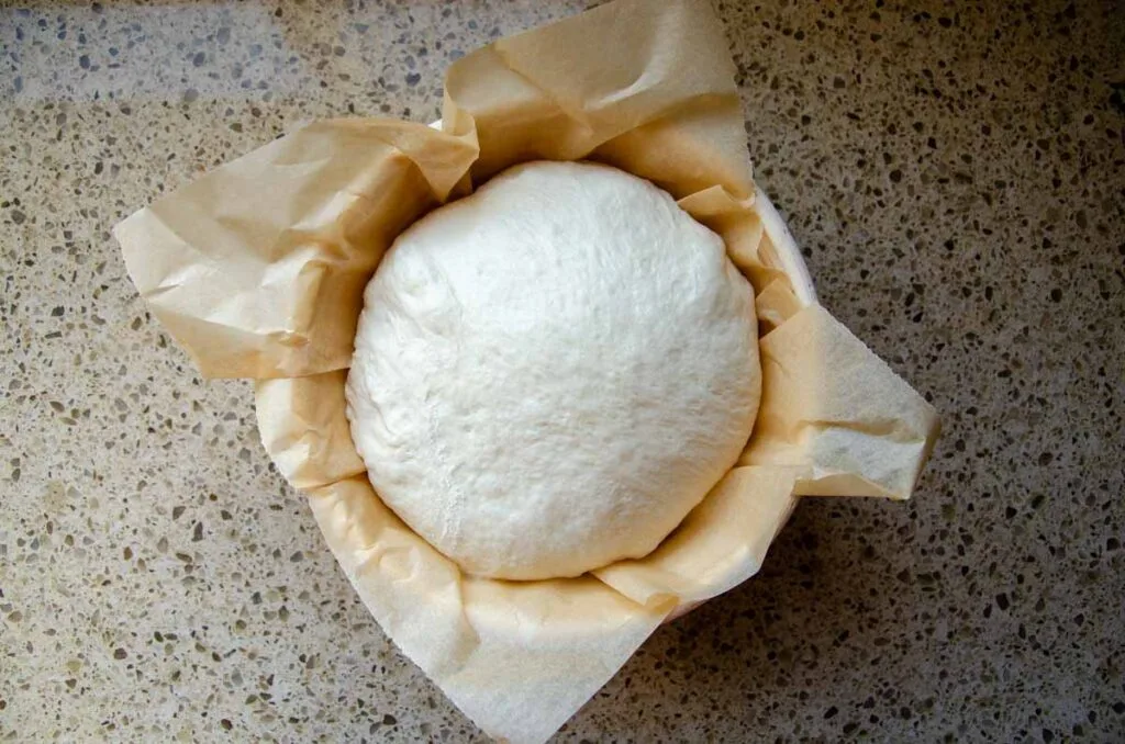 dough flip from basket to parchment