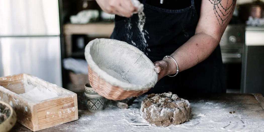 sourdough dough in banneton