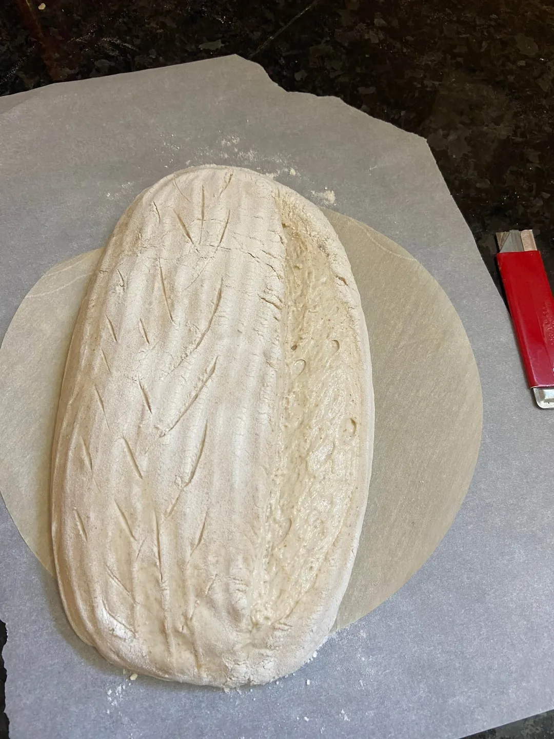whole wheat dough spread flat